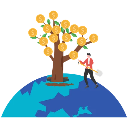 Businessman invests in financial tree  Illustration