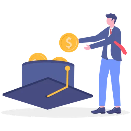 Businessman invests in graduation study  Illustration