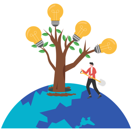 Businessman invests in innovative ideas  Illustration