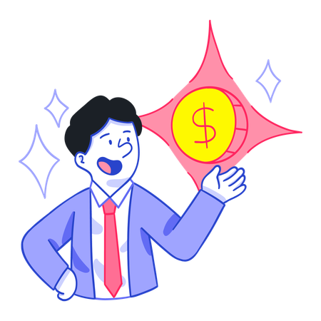 Businessman invests in Money Coin  Illustration