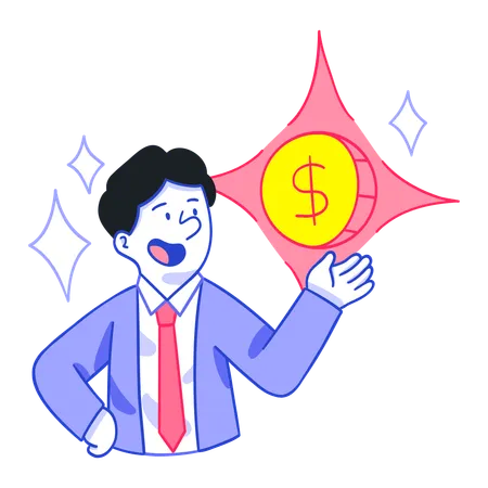 Businessman invests in Money Coin  Illustration