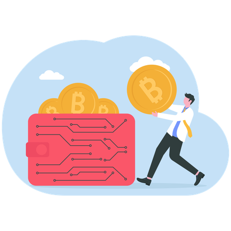 Businessman invests in money wallet  Illustration
