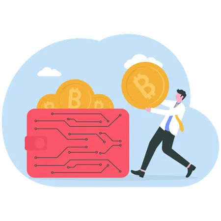 Businessman invests in money wallet  Illustration