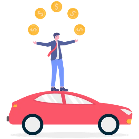 Businessman invests in new car  Illustration