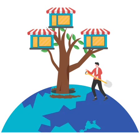Businessman invests in new franchise  Illustration