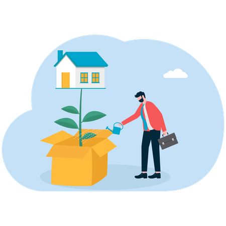 Businessman invests in new house  Illustration