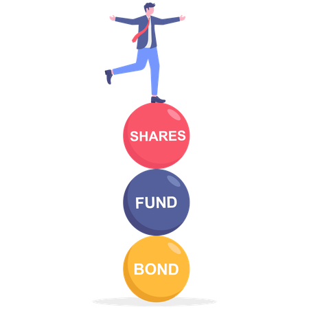 Businessman invests in shares bond  Illustration