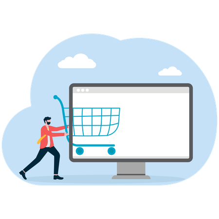 Businessman involved in online shopping  Illustration