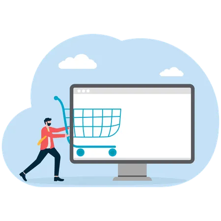 Businessman involved in online shopping  Illustration