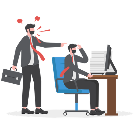 Businessman is abusing his employee  Illustration