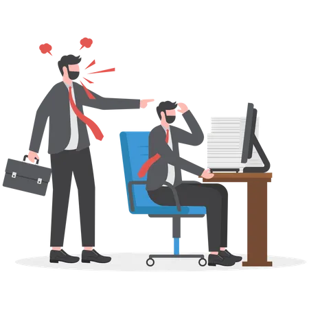 Businessman is abusing his employee  Illustration