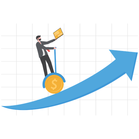 Businessman is achieving financial growth in business  Illustration