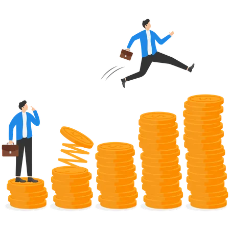 Businessman is aiming high financial growth  Illustration