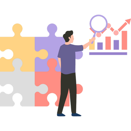 Businessman is analyzing bar data  Illustration