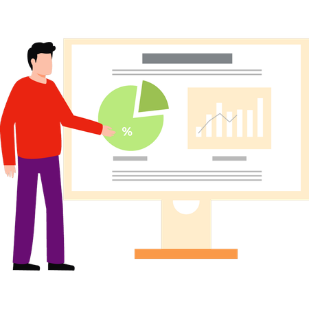 Businessman is analyzing business data  Illustration