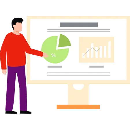 Businessman is analyzing business data  Illustration