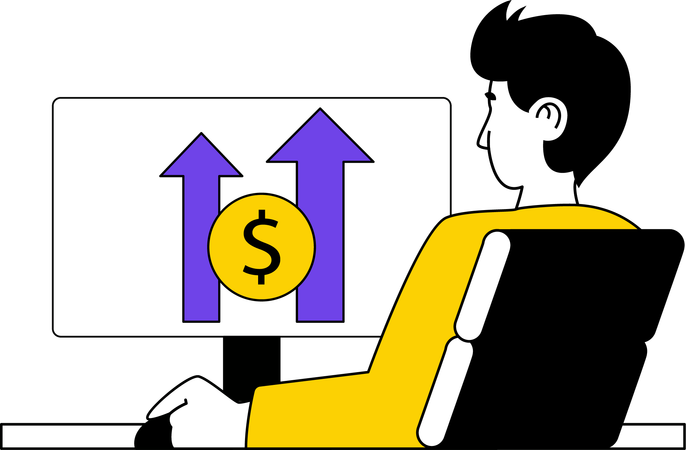 Businessman is analyzing business data  Illustration