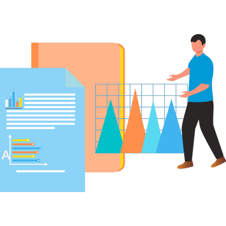 Businessman is analyzing business data  Illustration