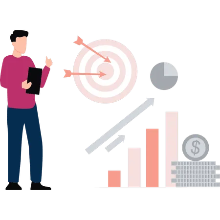 A Boy Is Pointing At A Target Illustration
