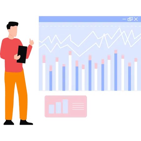 Businessman is analyzing business ups and downs  Illustration