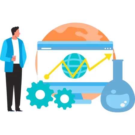 Businessman is analyzing data report  Illustration