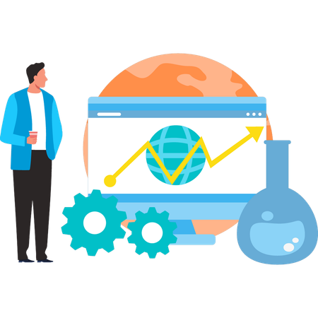 Businessman is analyzing data report  Illustration