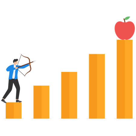 Businessman is analyzing his business target  Illustration