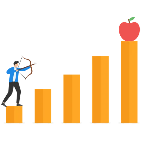 Businessman is analyzing his business target  Illustration