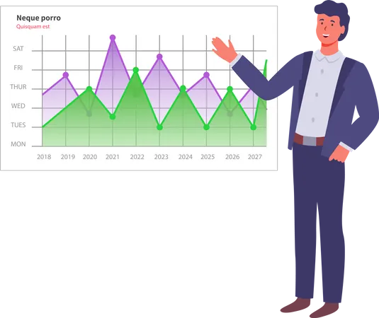 Businessman is analyzing his business target  Illustration