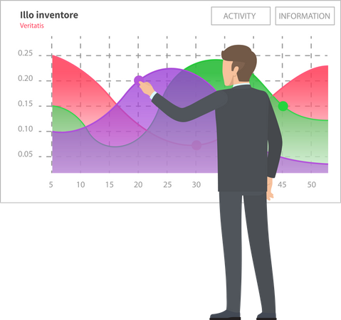 Businessman is analyzing his digital report  Illustration