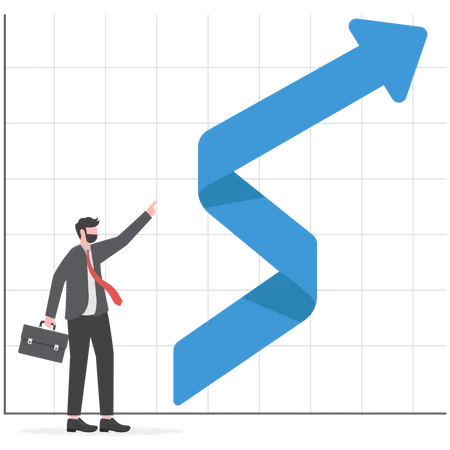 Businessman Standing With Successful Growth Chart After Corona Effect Business Growth After Recession Illustration