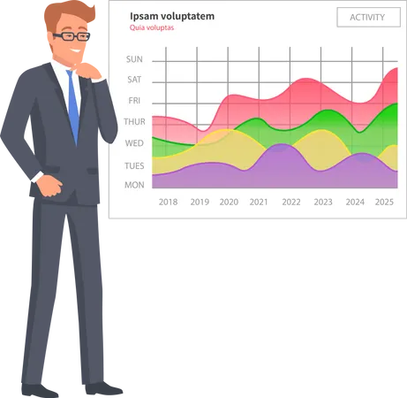 Businessman is analyzing his growth graph  Illustration