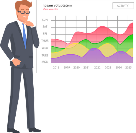 Businessman is analyzing his growth graph  Illustration