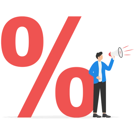 Businessman is analyzing his growth percentage  Illustration