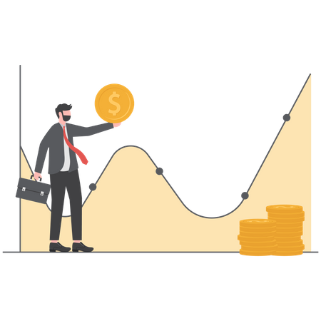 Businessman is analyzing investment graph  Illustration