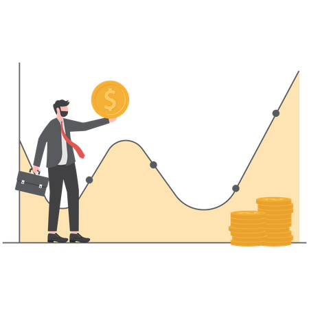 Businessman is analyzing investment graph  Illustration