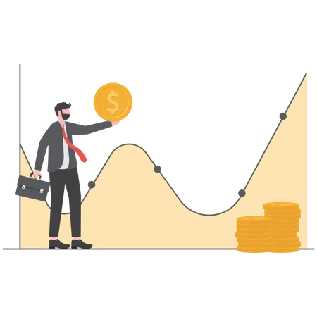 Businessman is analyzing investment graph  Illustration