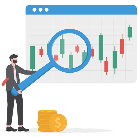 Businessman is analyzing investment graph  Illustration