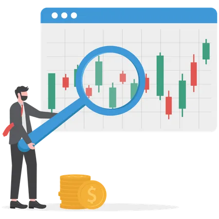 Businessman is analyzing investment graph  Illustration