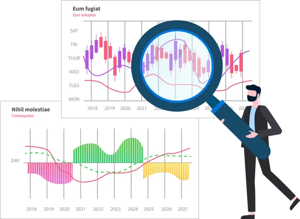 Businessman is analyzing new ways to gain more profits  Illustration