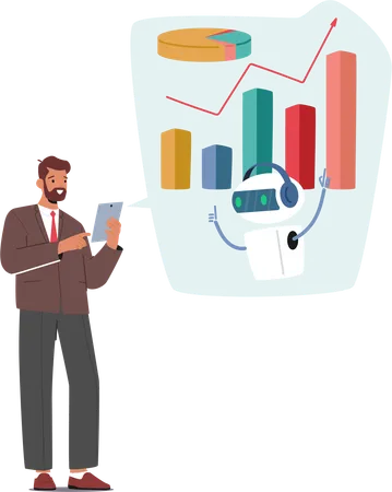 Businessman is analyzing profit chart  Illustration