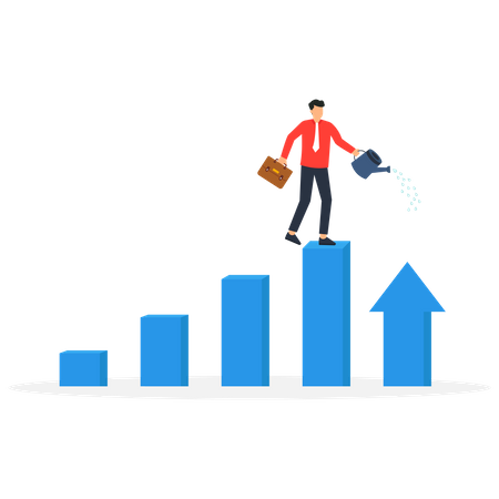 Businessman is analyzing profit graph  Illustration