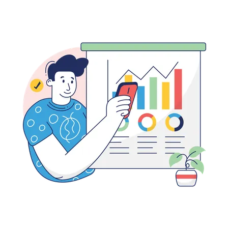 Businessman is analyzing profit growth  Illustration