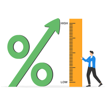 Businessman is analyzing profit growth  Illustration