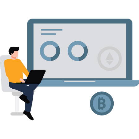 Businessman is analyzing share market  Illustration