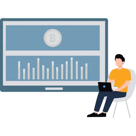 Businessman is analyzing share market on billboard  Illustration