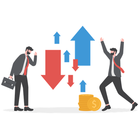 Businessman is analyzing ups and down in market  Illustration