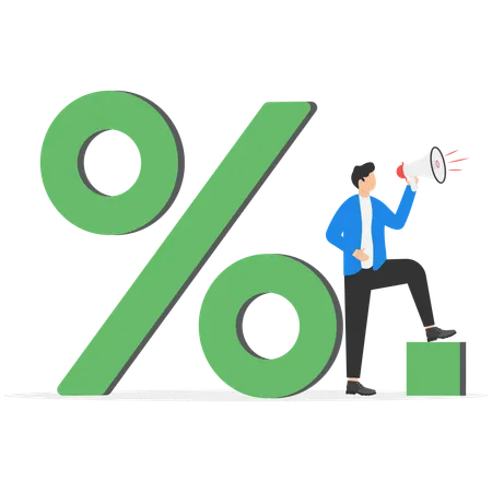 Businessman is announcing profit percentage  Illustration