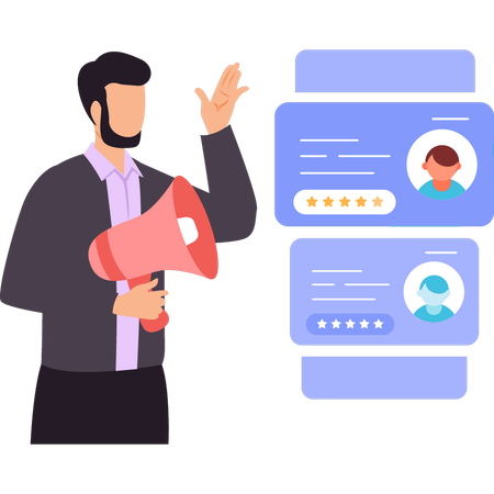 Businessman is announcing right candidate  Illustration