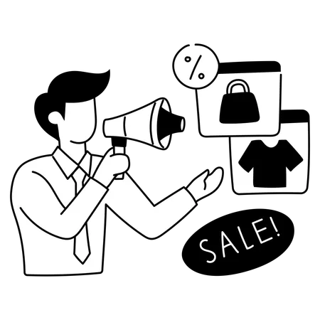 Businessman is announcing shopping sale  Illustration